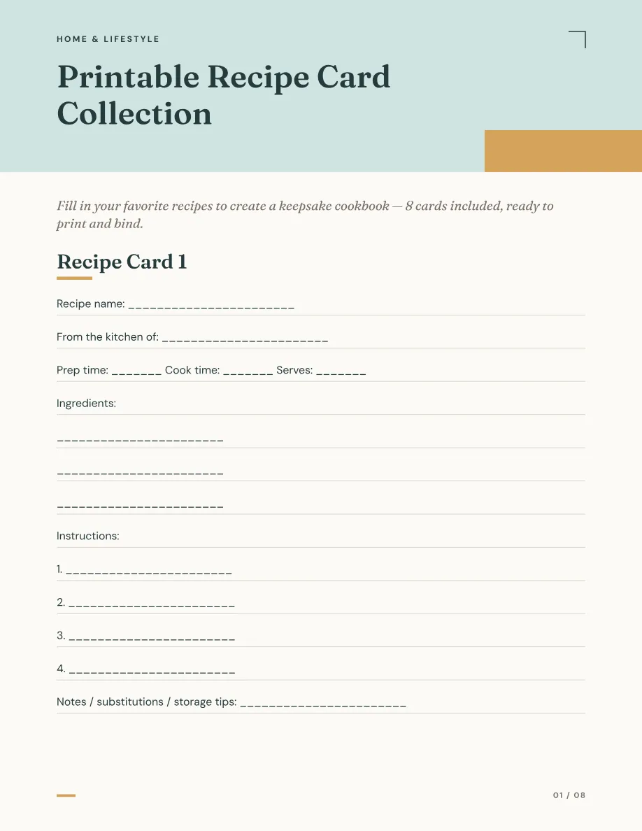 Recipe card